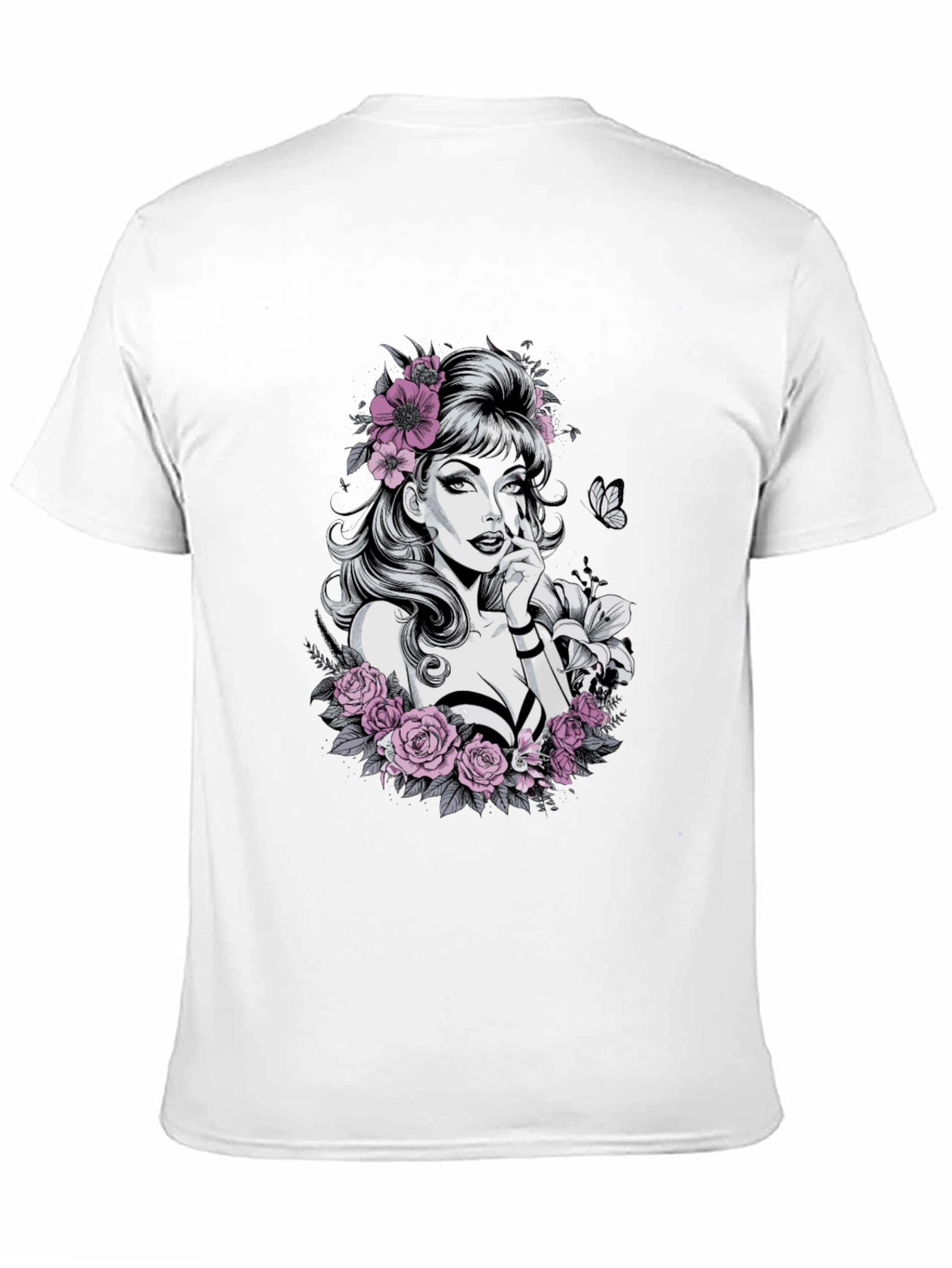 Floral Skull Beauty Graphic Tee - Black