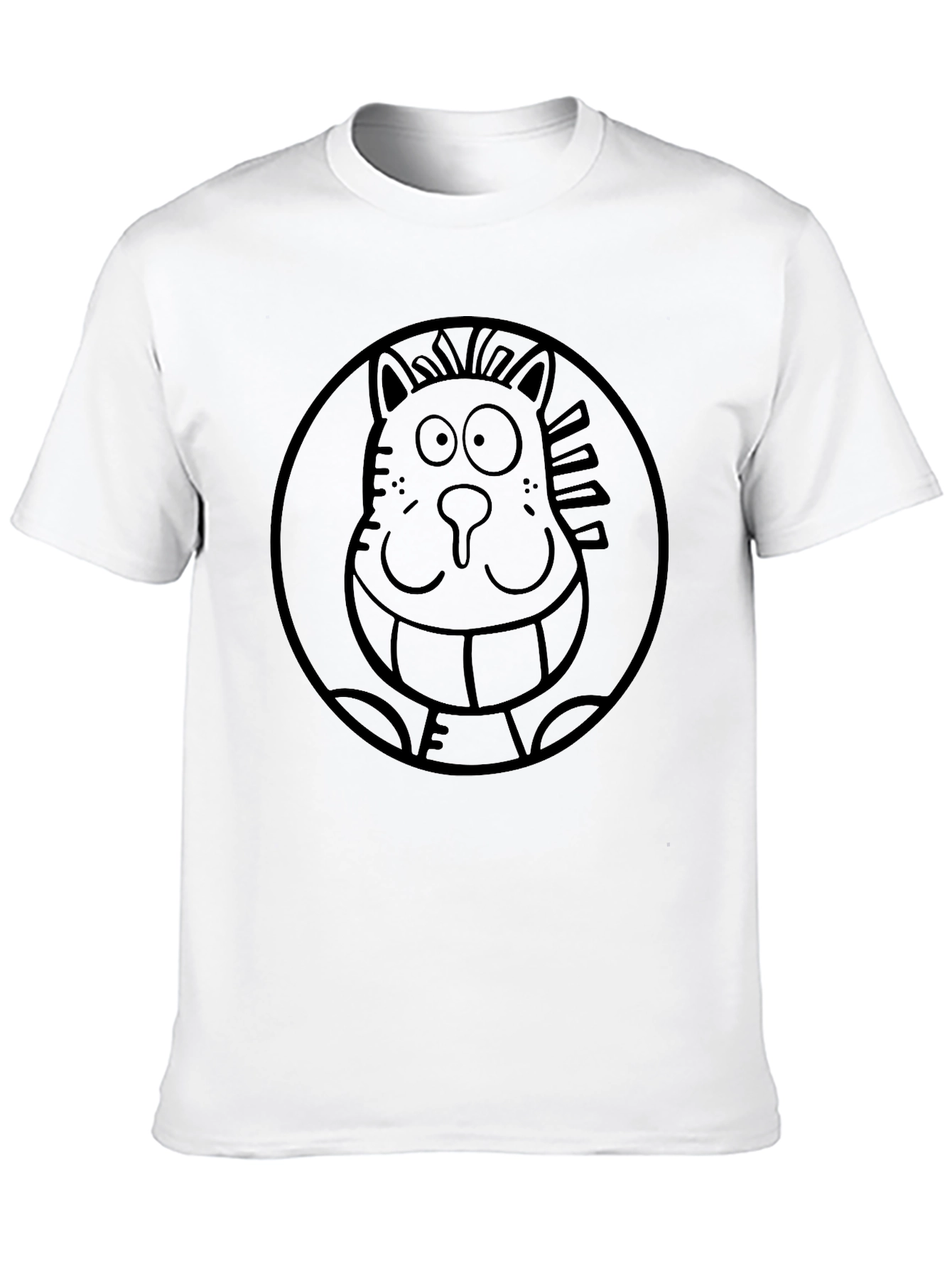 Cartoon Cat Tee - Quirky Graphic Print Shirt