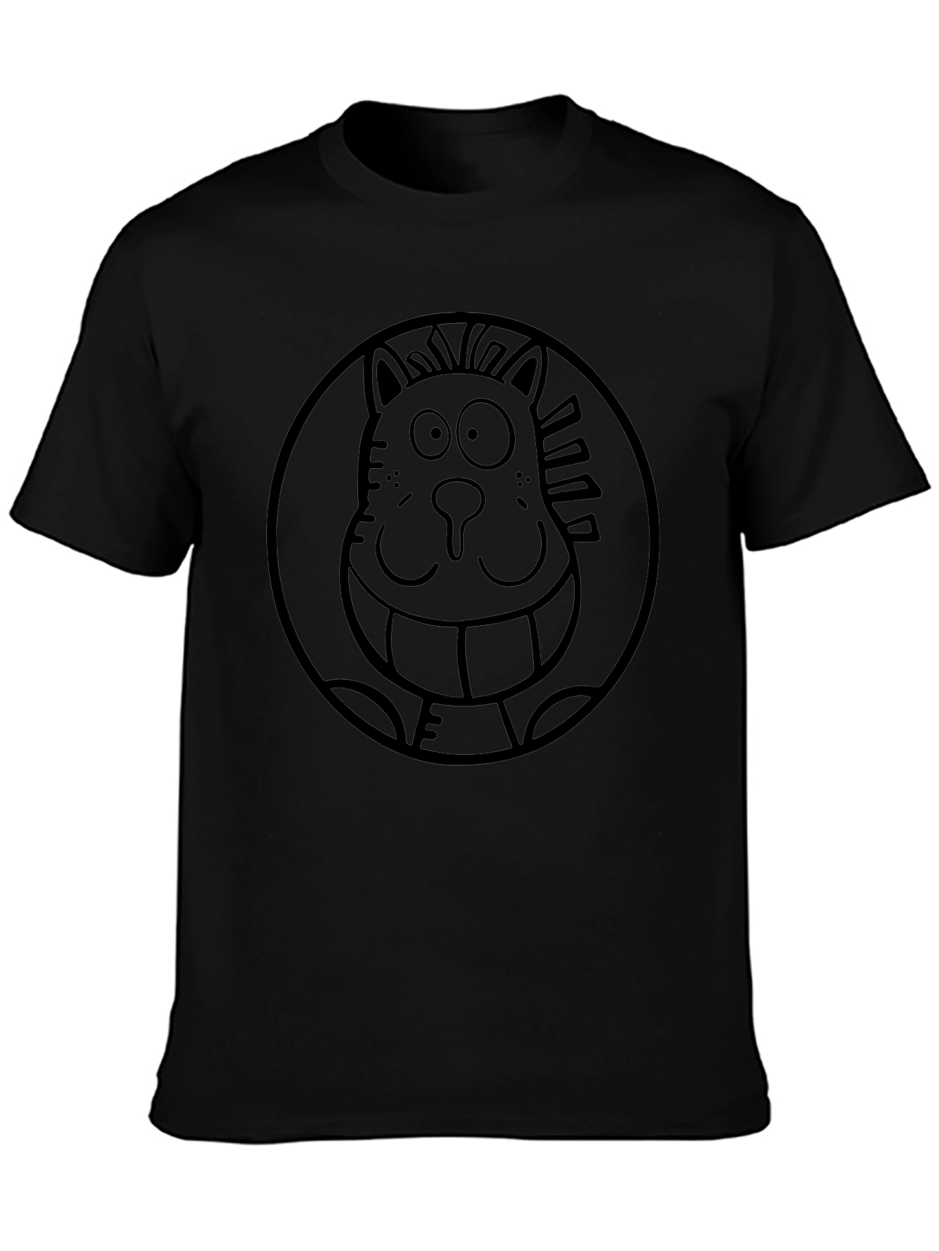 Cartoon Cat Tee - Quirky Graphic Print Shirt
