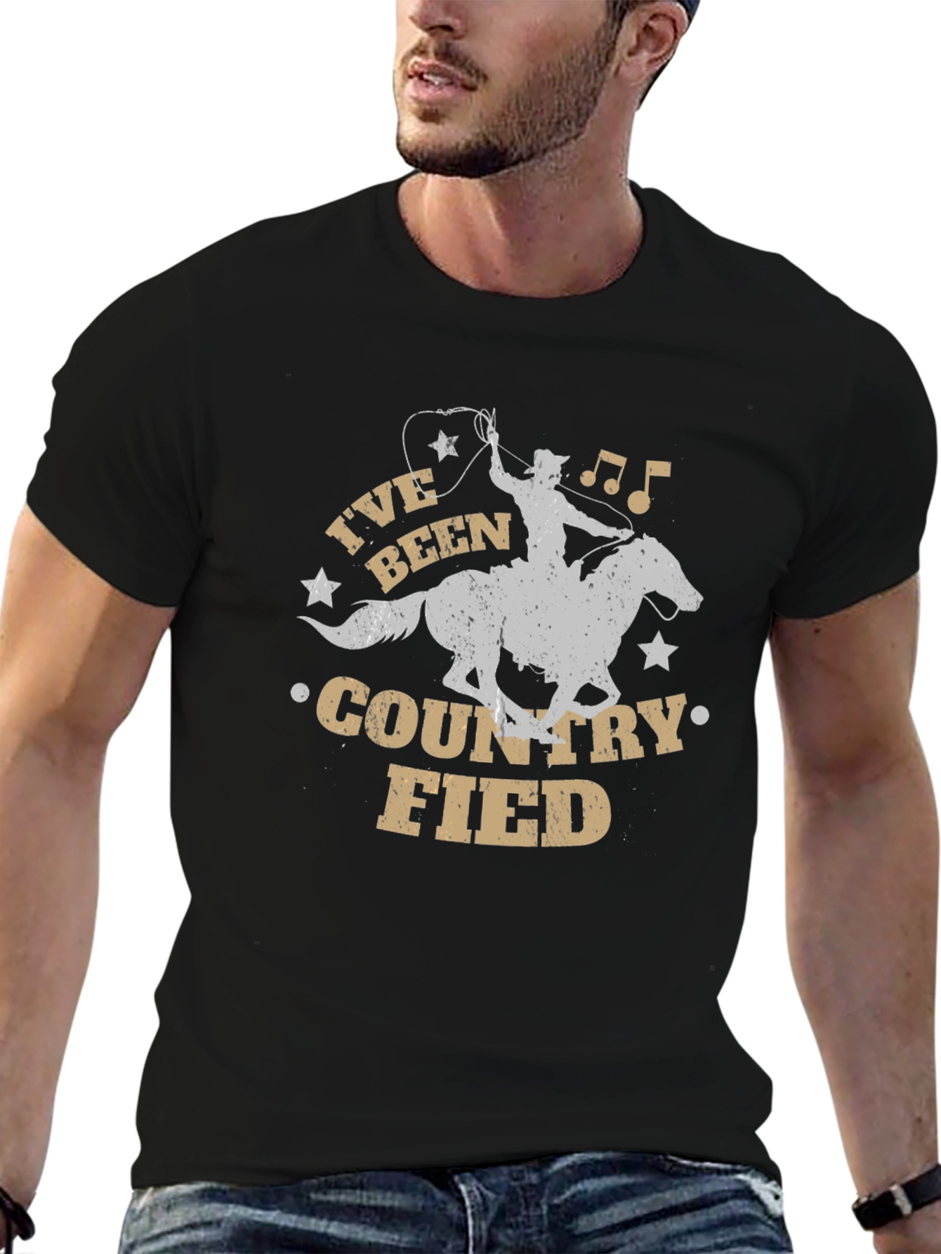 Countryfied T-Shirt - Cowboy on Horse Design