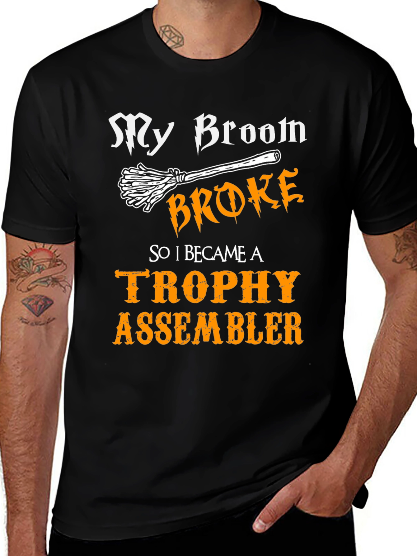 My Broom Broke Trophy Assembler Graphic Tee