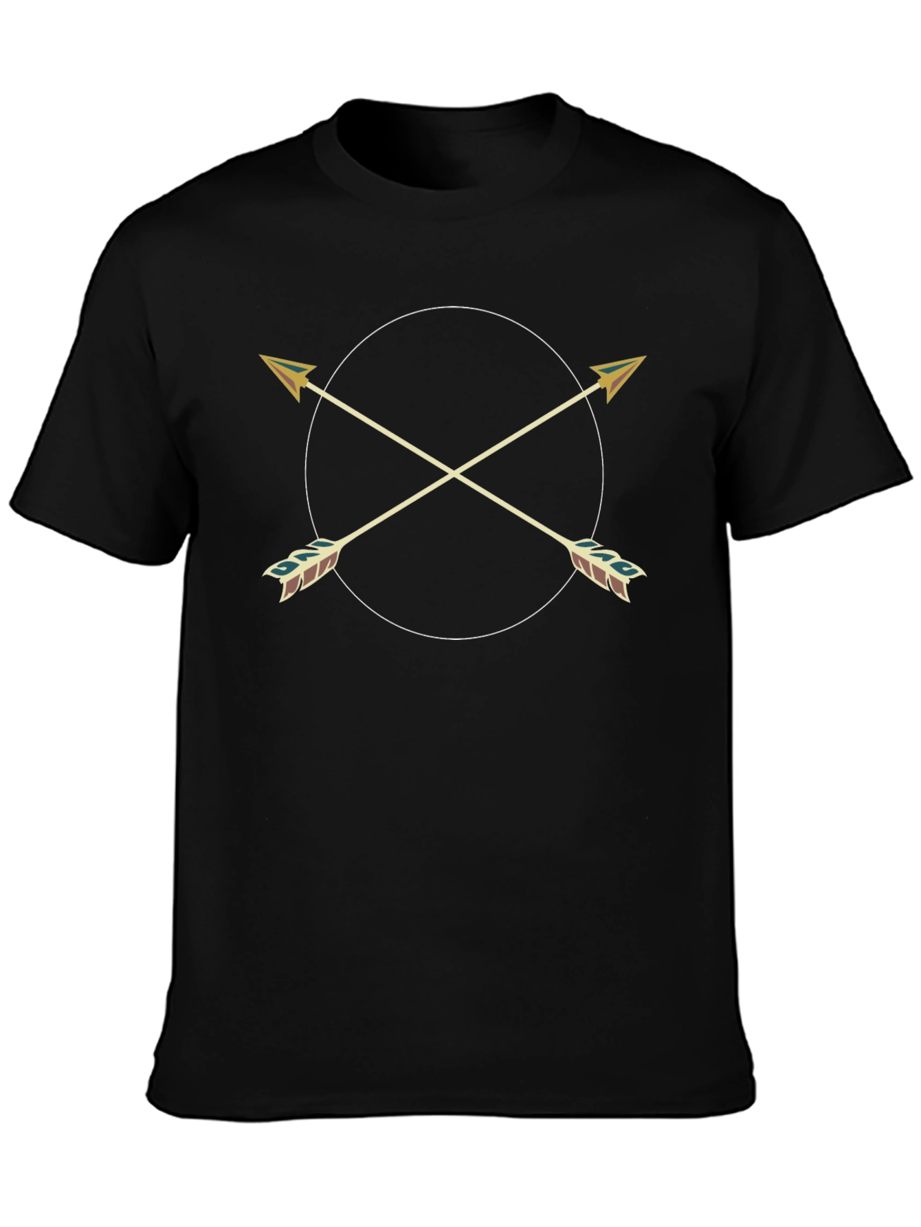 Graphic Tee: Arrow Circle Design - Casual Black T-Shirt