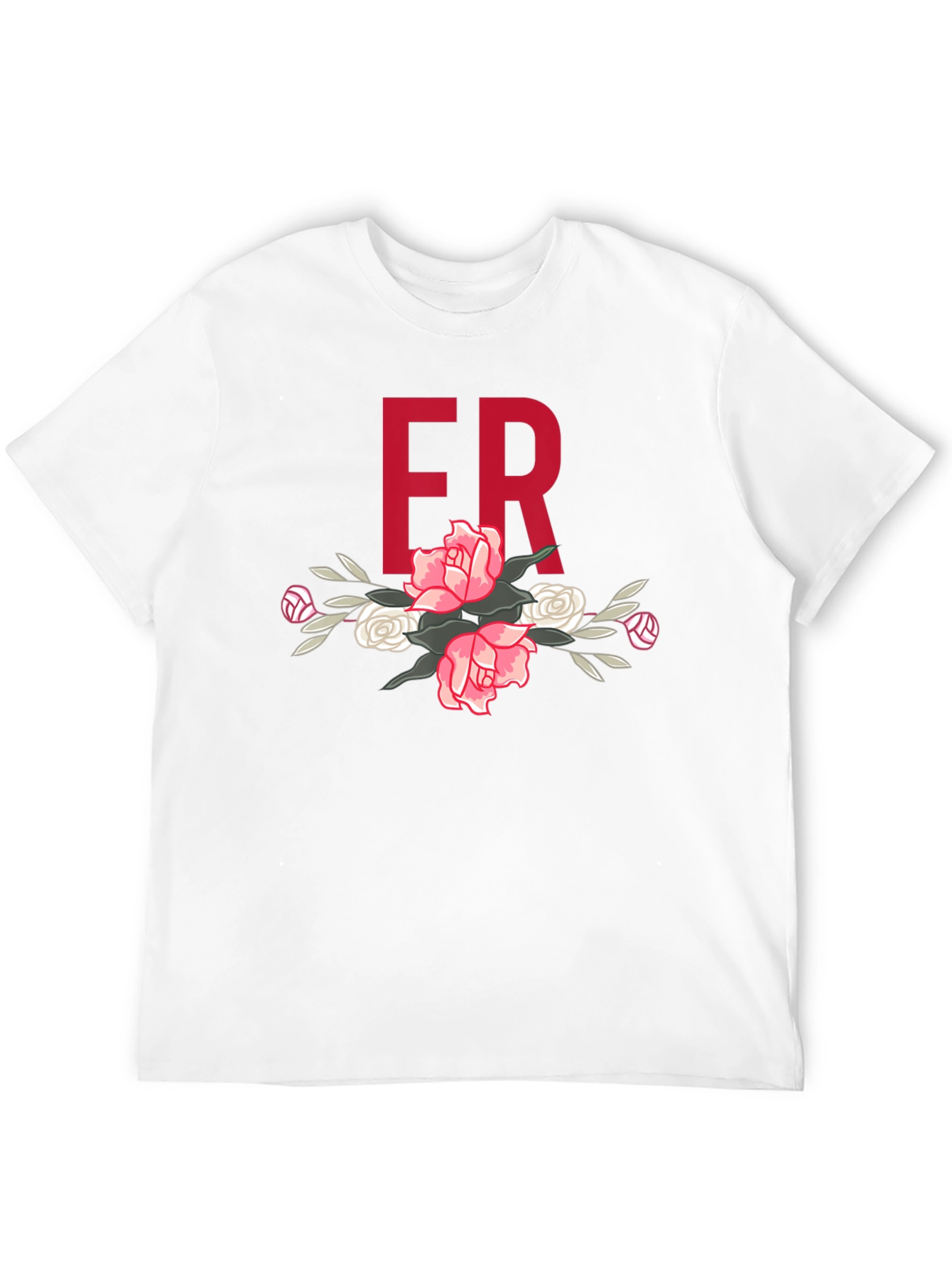 Floral ER Initial T-Shirt - Stylish Black Tee