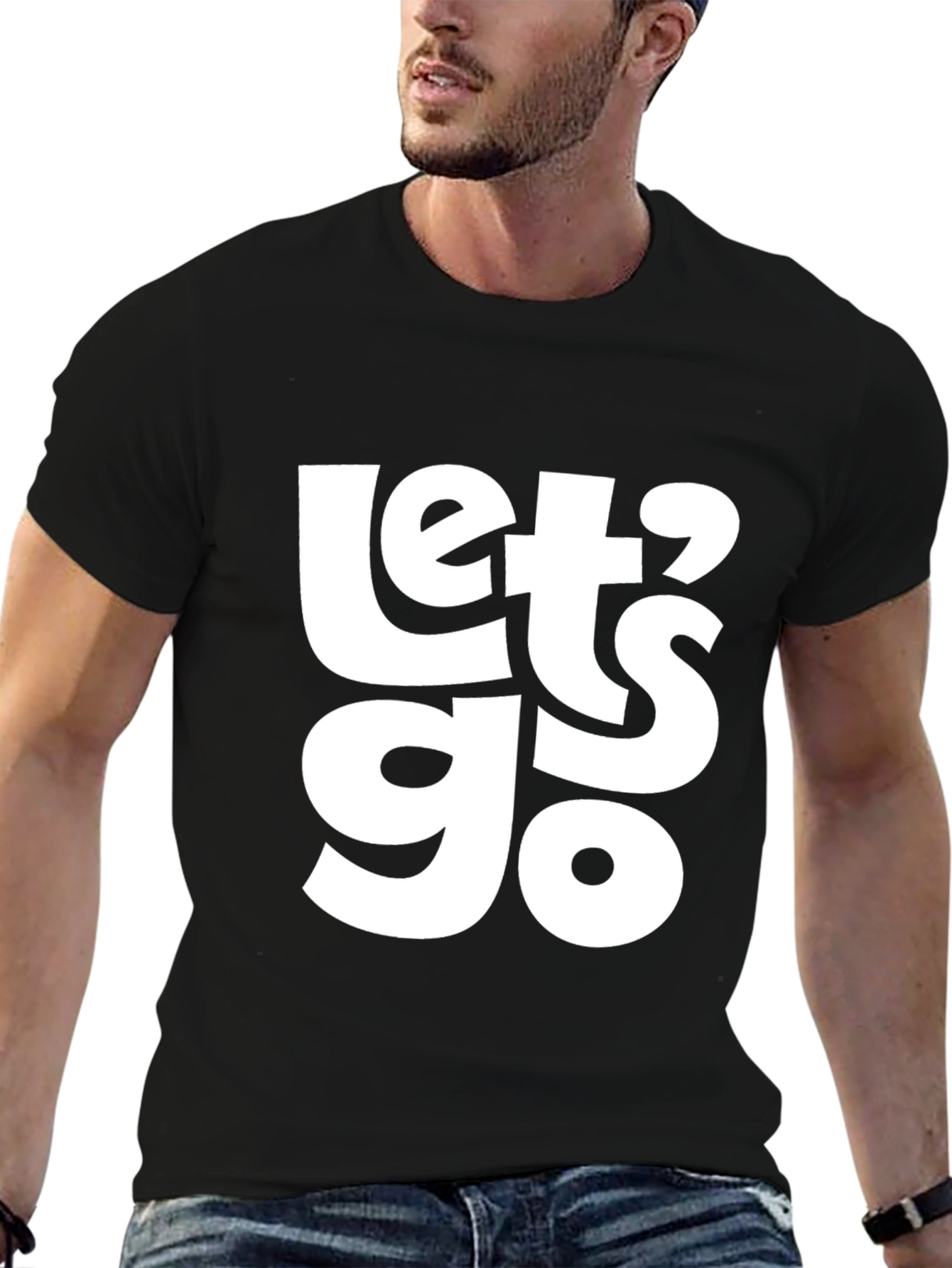 Lets Go Graphic T-Shirt - Casual Black Tee