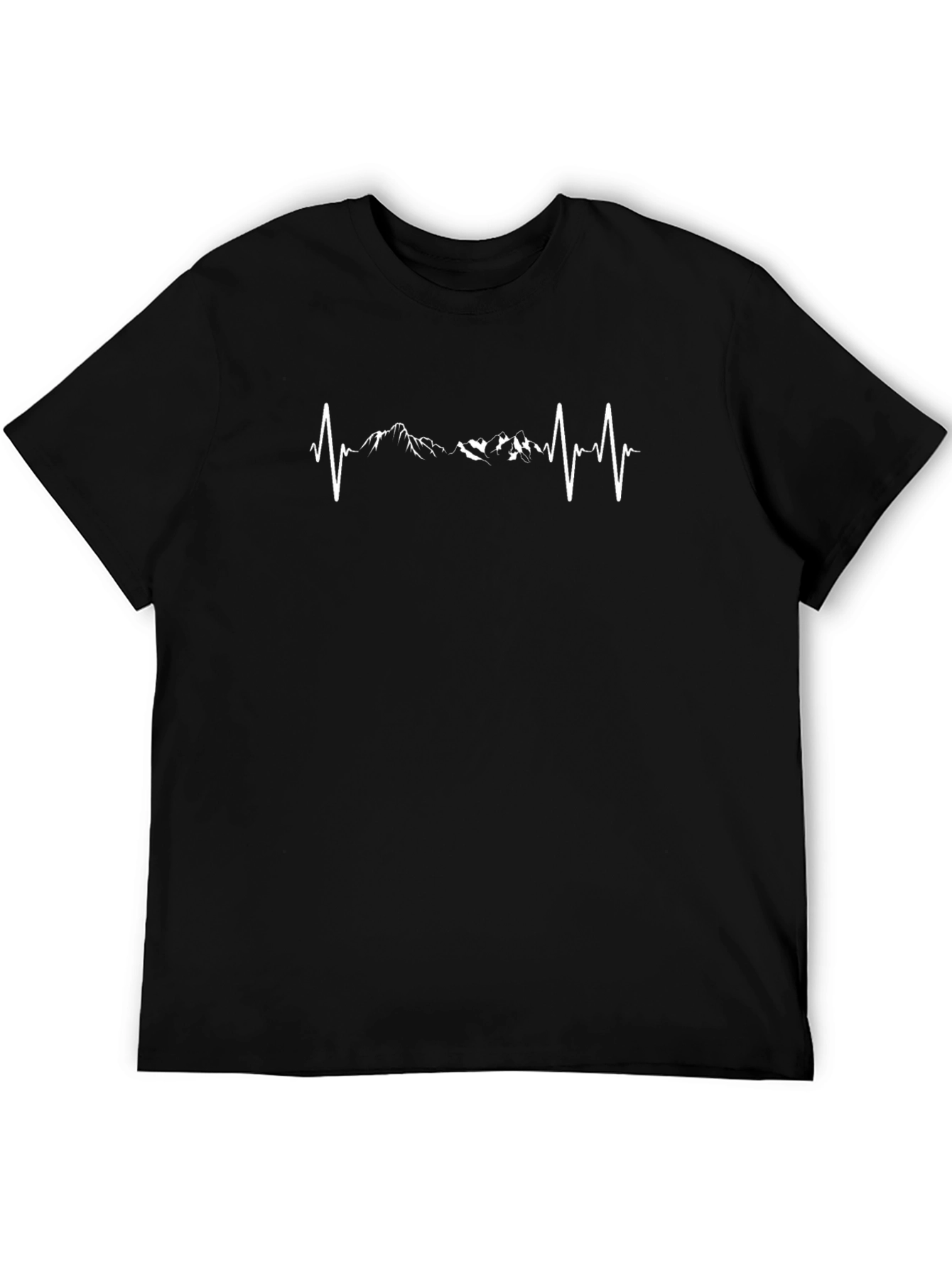 Mountain Heartbeat Graphic Tee - Black Cotton T-Shirt