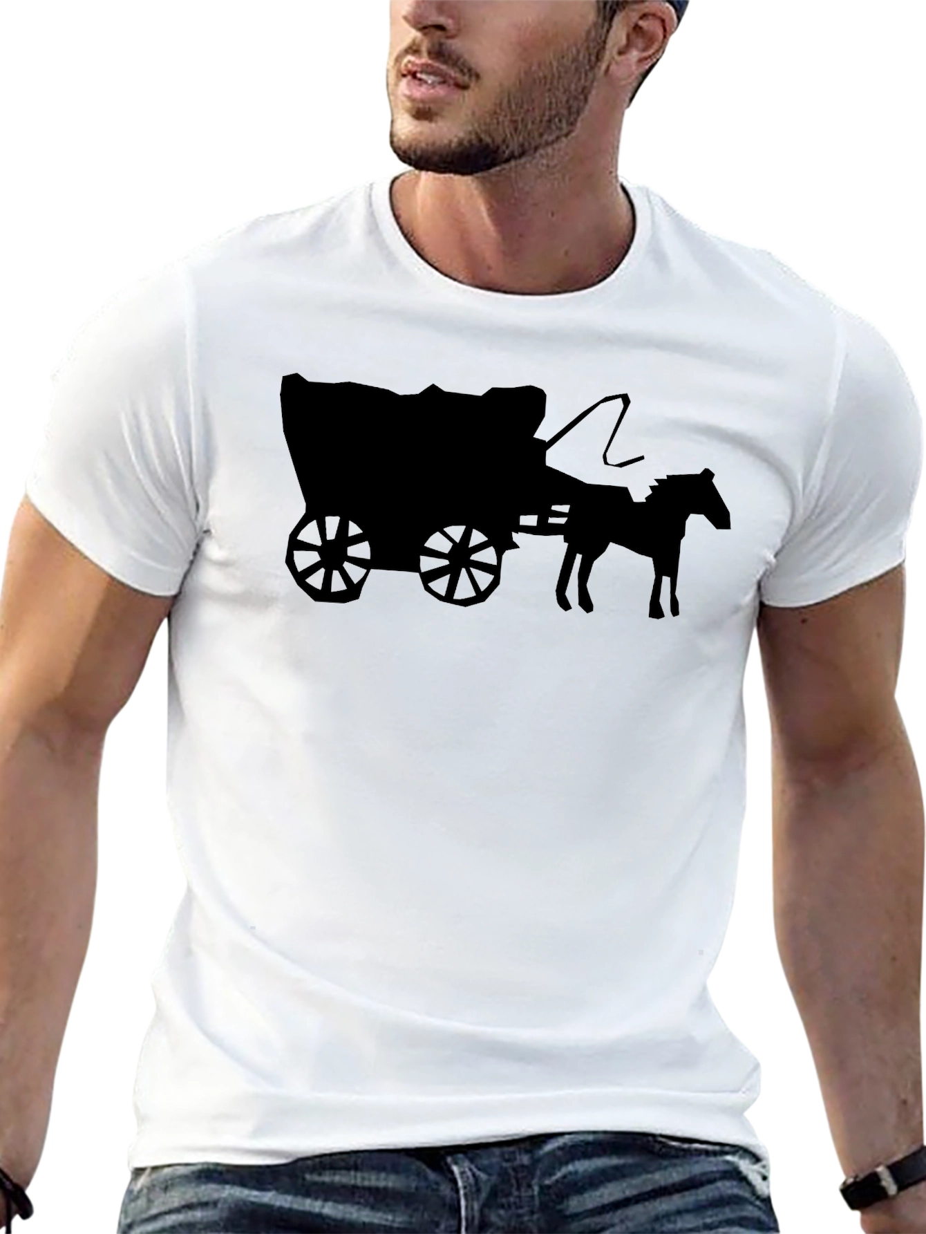 Wagon Wheel Graphic Tee - Black Cotton Blend T-Shirt