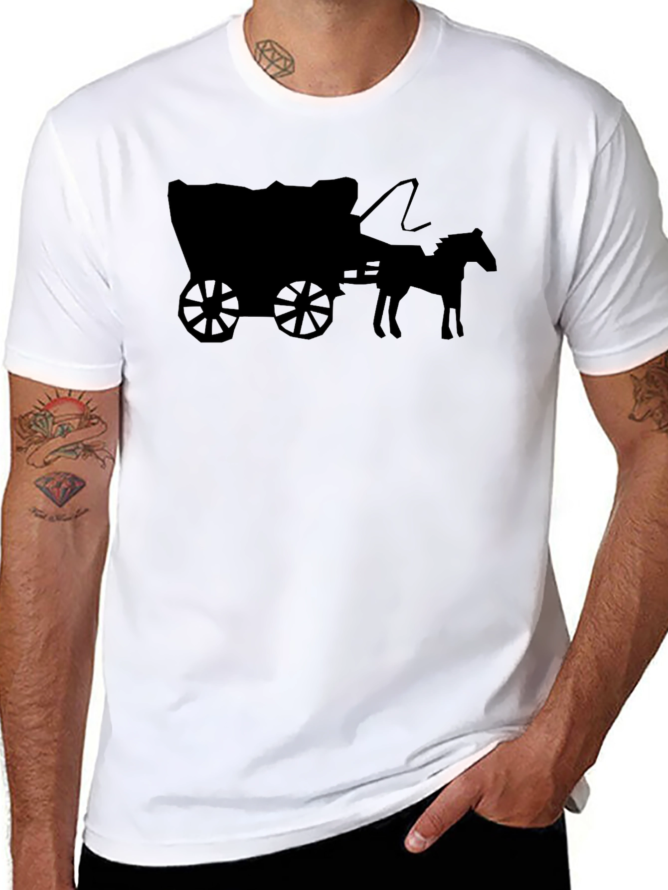Wagon Wheel Graphic Tee - Black Cotton Blend T-Shirt