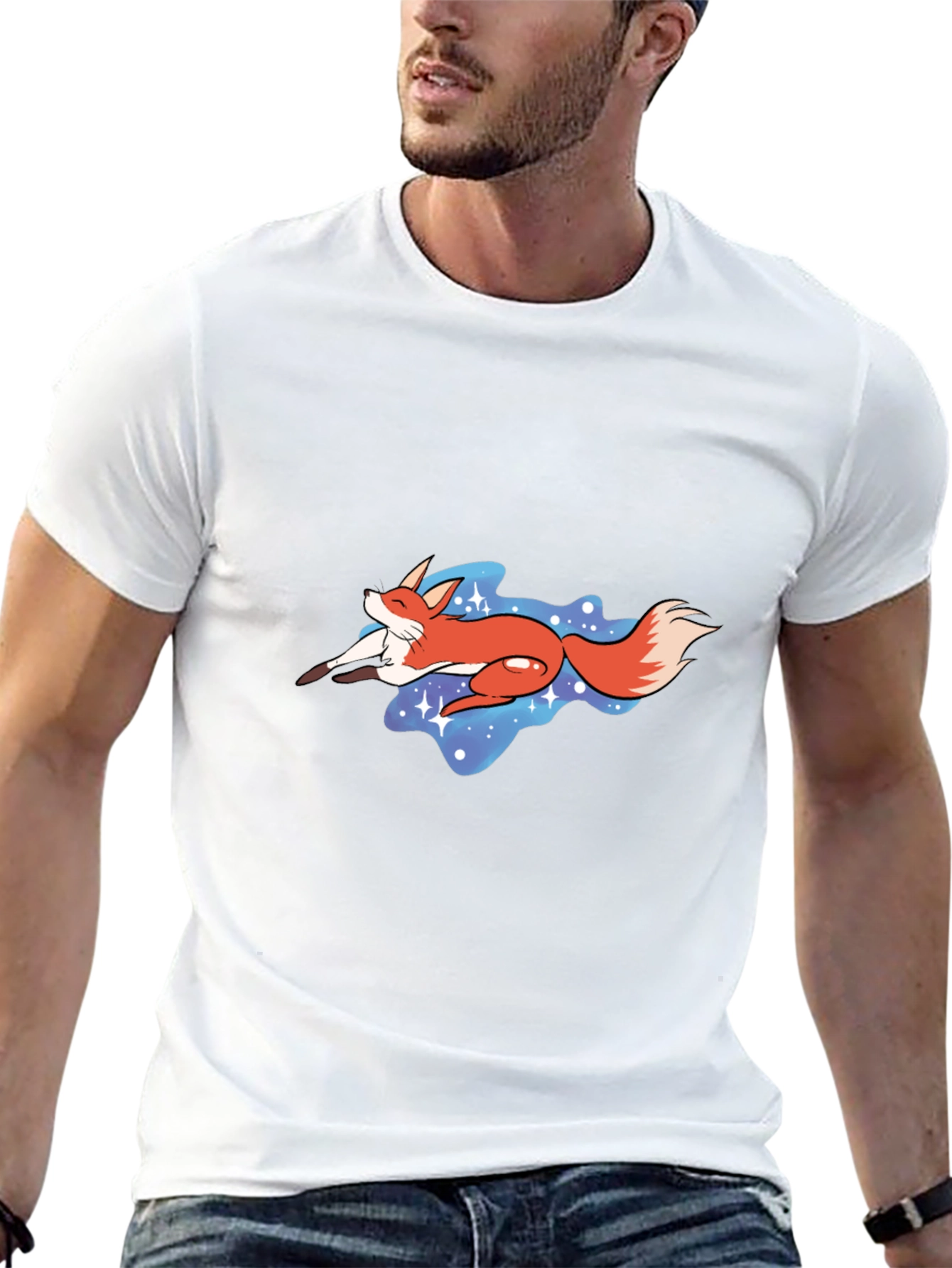 Fox in Space Graphic Tee - Unisex Black T-Shirt