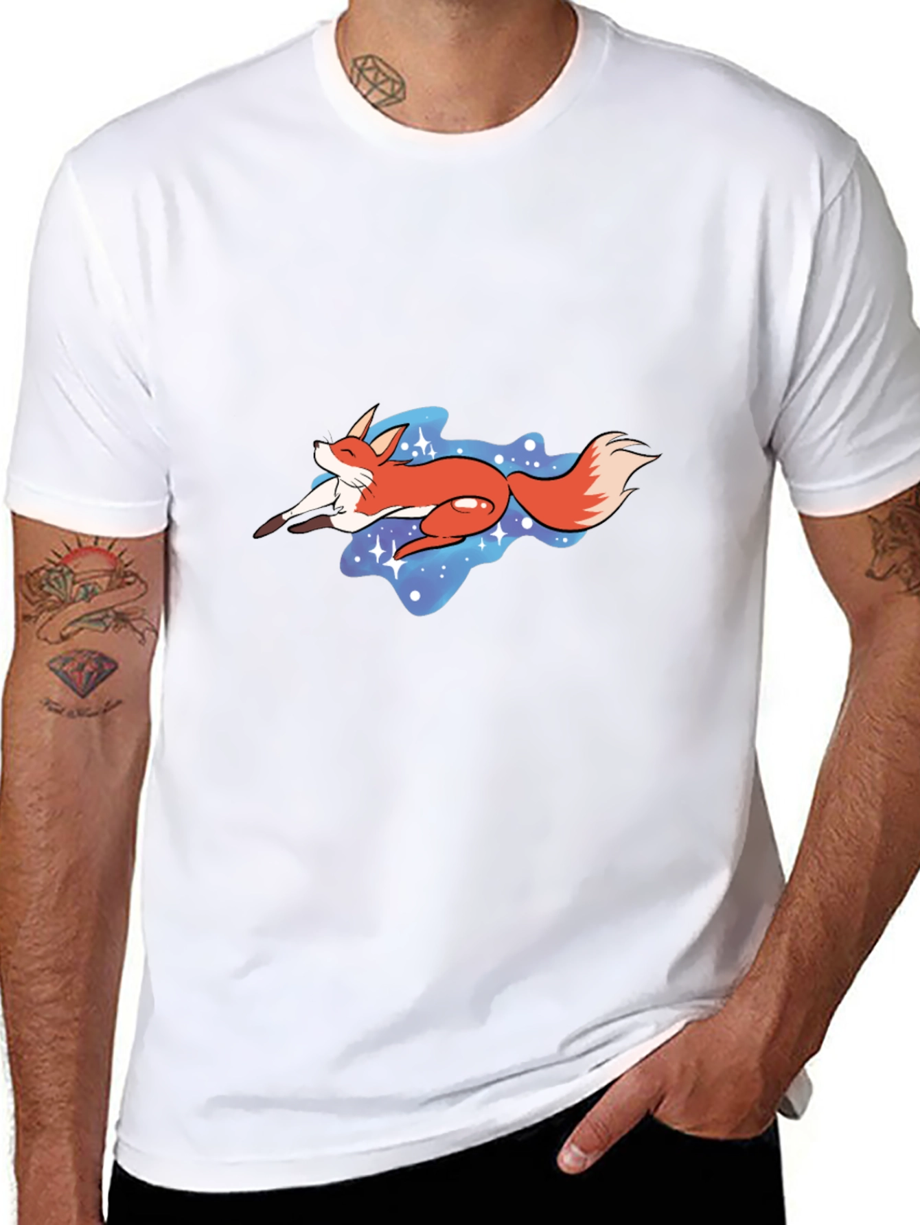 Fox in Space Graphic Tee - Unisex Black T-Shirt