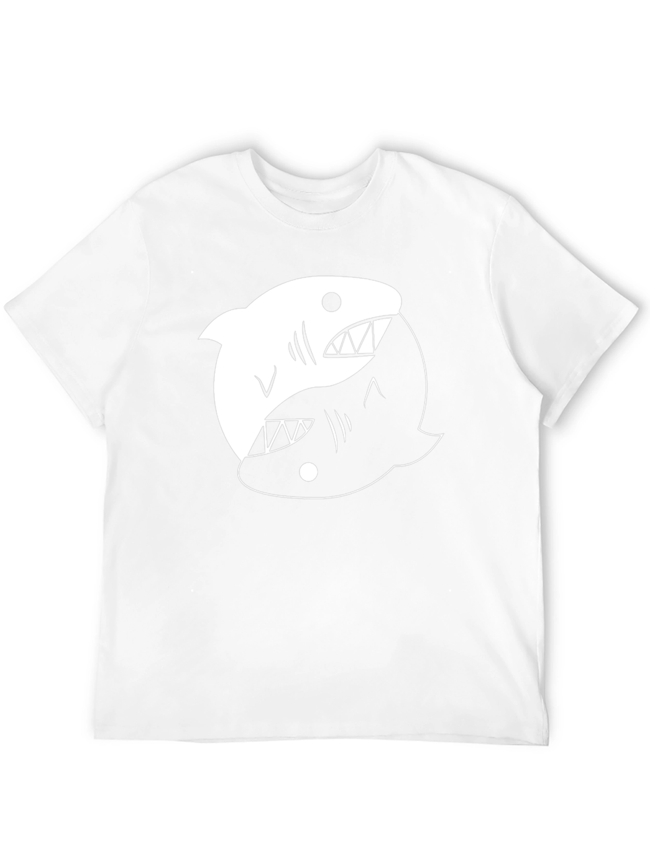 Yin Yang Shark Graphic Tee - Black Cotton T-Shirt