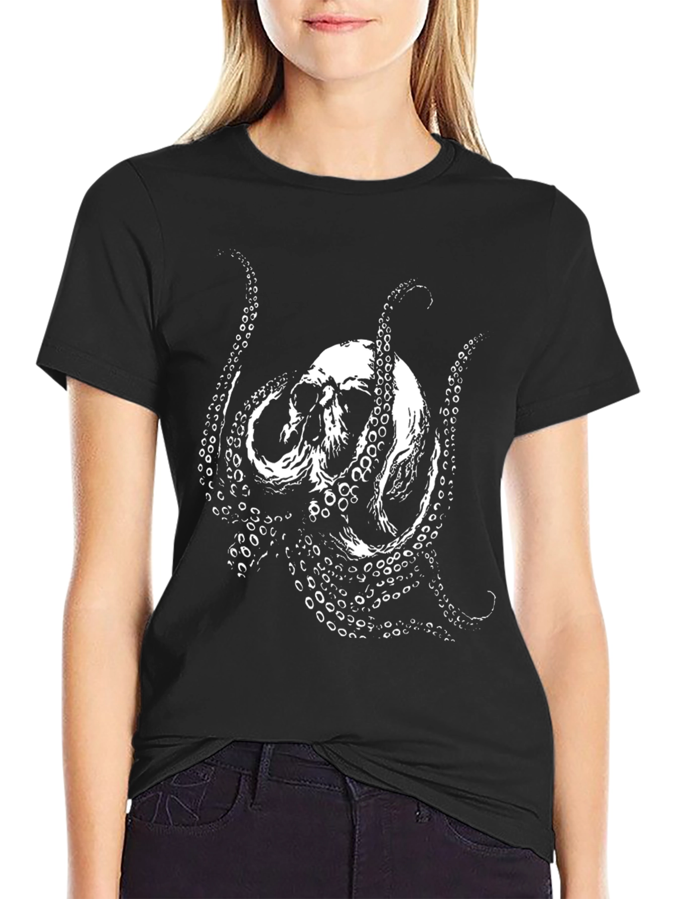 Skull Octopus Graphic Tee - Mens Black T-Shirt