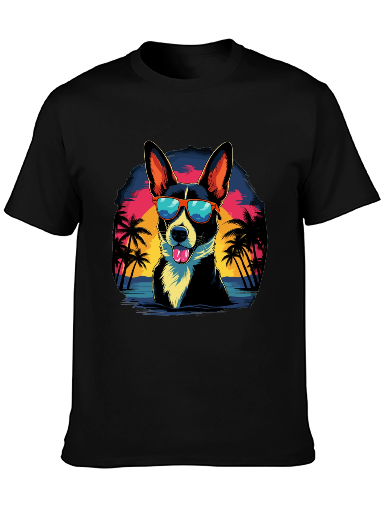 Dog in Sunglasses Graphic T-Shirt
