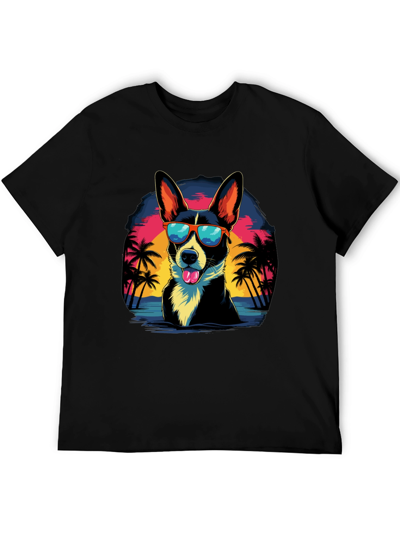 Dog in Sunglasses Graphic T-Shirt
