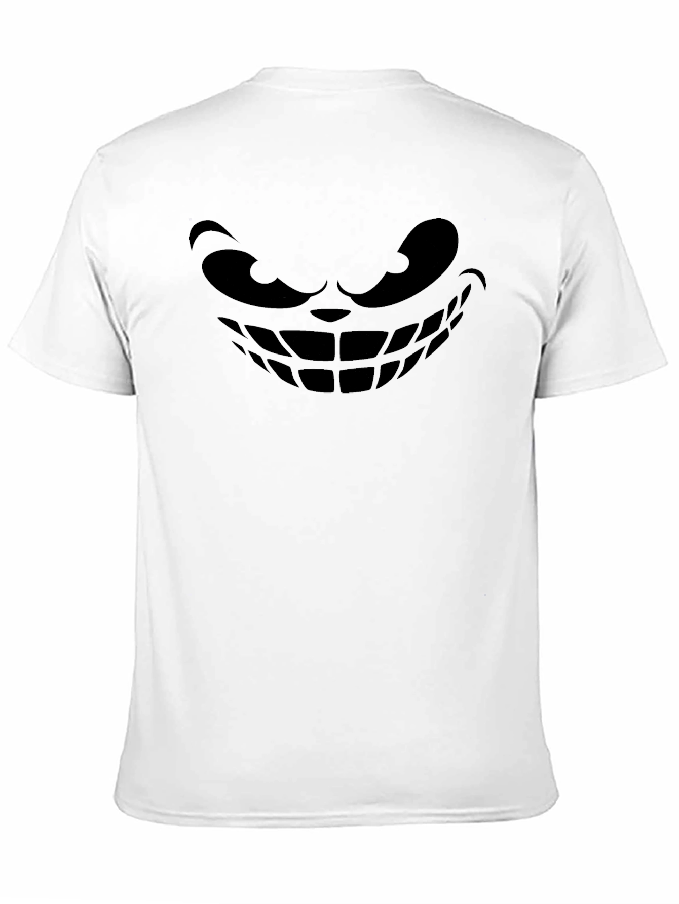 Mens Black T-Shirt with Grinning Face Graphic