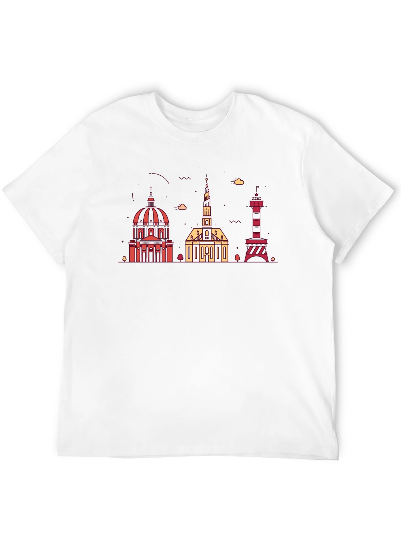 Copenhagen Skyline Graphic Tee - Denmark Souvenir T-Shirt