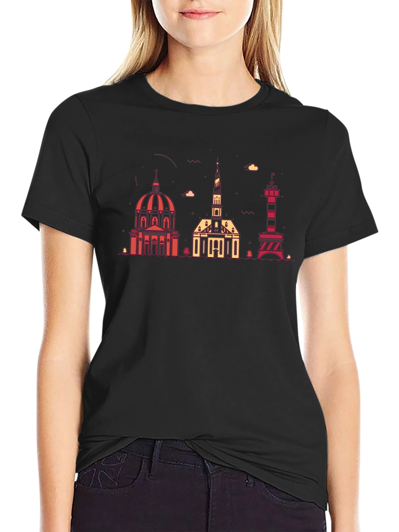 Copenhagen Skyline Graphic Tee - Denmark Souvenir T-Shirt