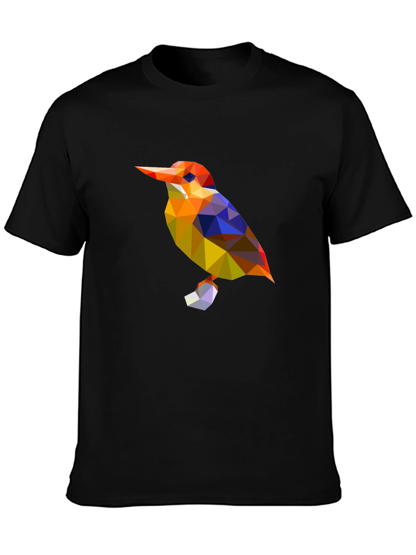 Geometric Bird Graphic Black T-Shirt