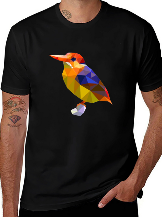 Geometric Bird Graphic Black T-Shirt