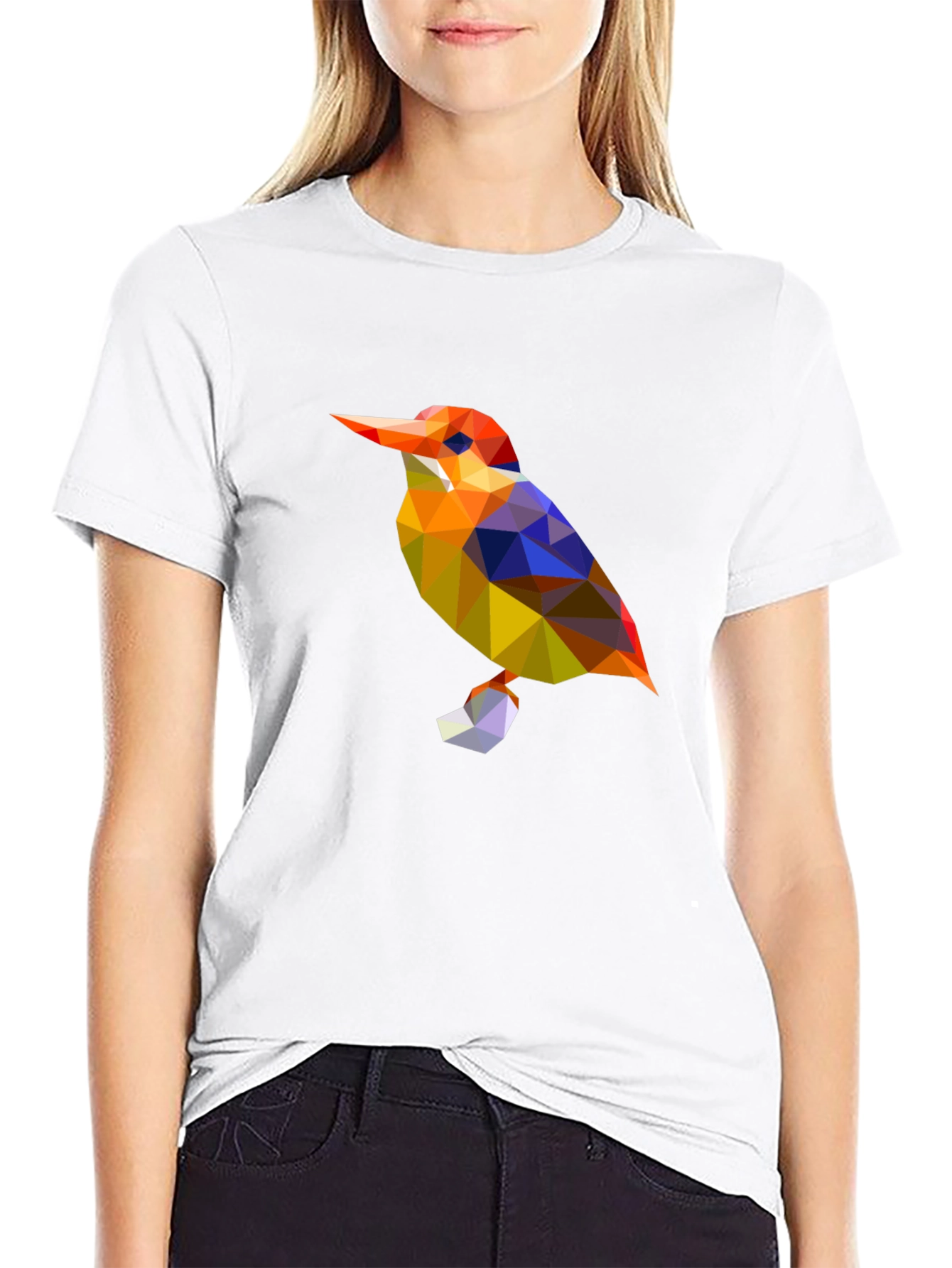 Geometric Bird Graphic Black T-Shirt