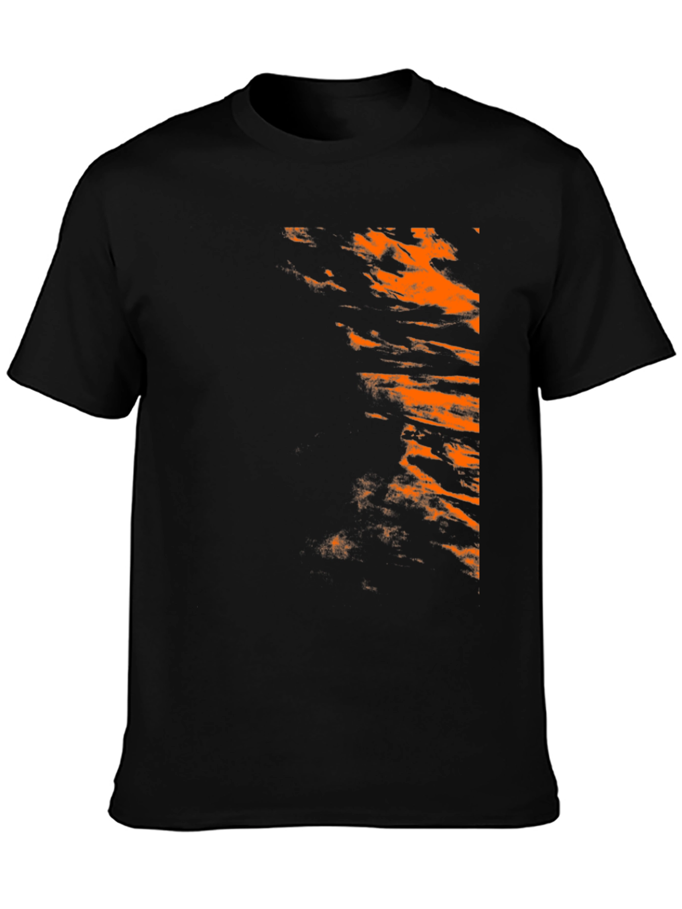 Trendy Black Tee with Abstract Orange Design