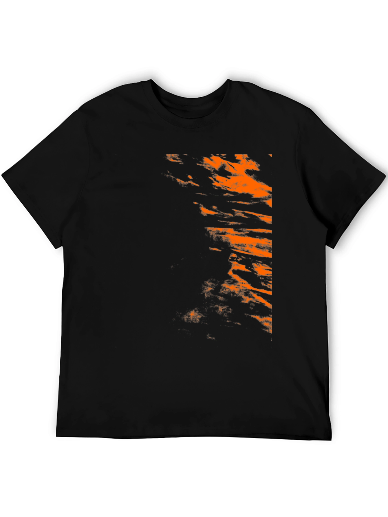 Trendy Black Tee with Abstract Orange Design