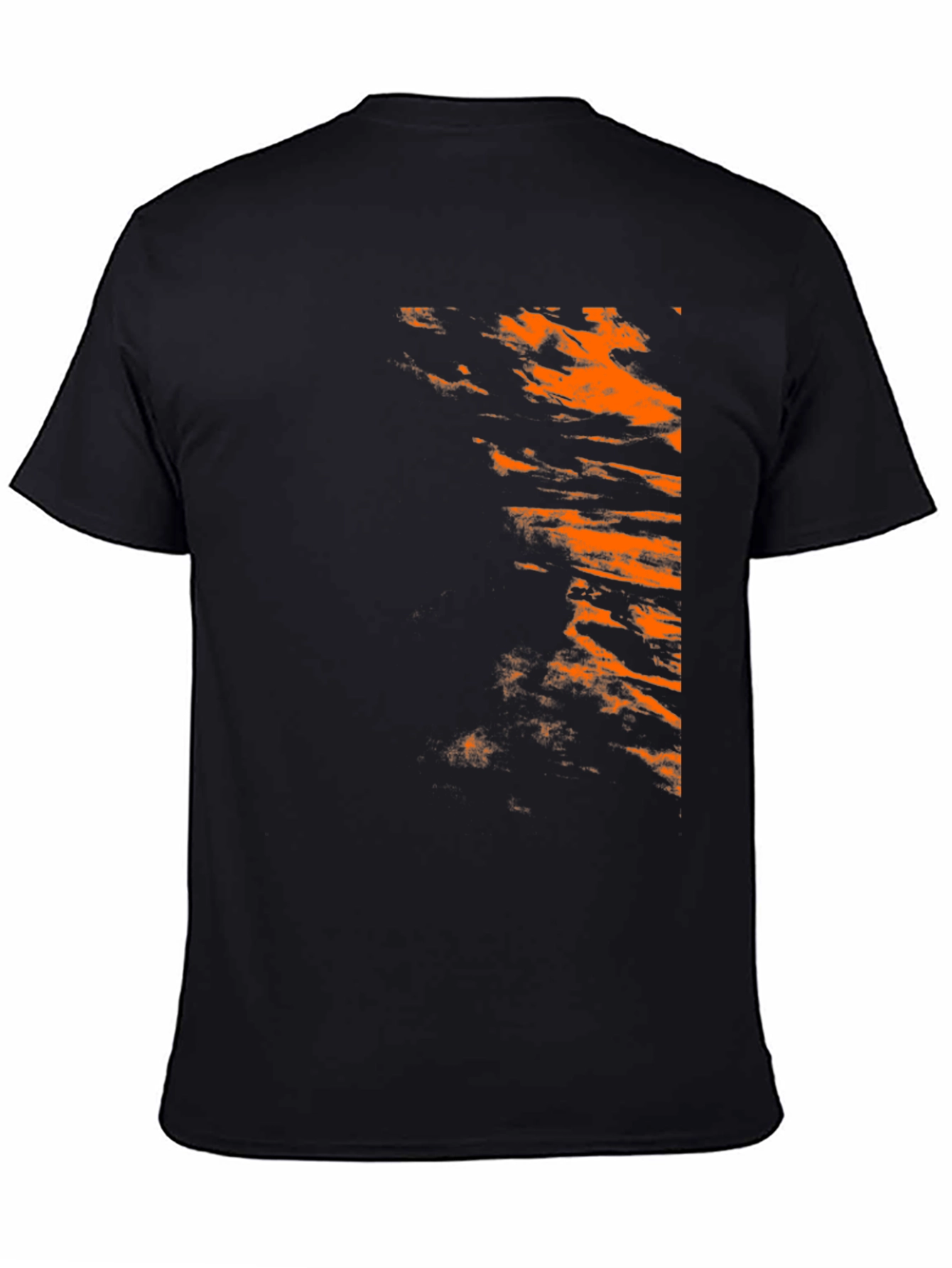 Trendy Black Tee with Abstract Orange Design