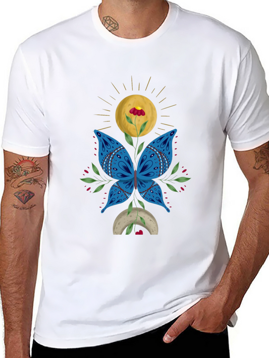 Butterfly Flower Graphic Tee - Modern Artistic Design