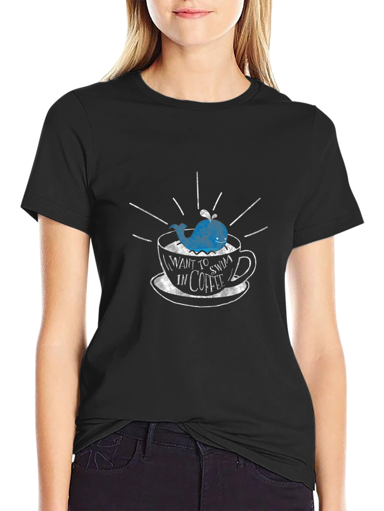 Whale in Coffee Cup T-Shirt - Quirky Graphic Tee