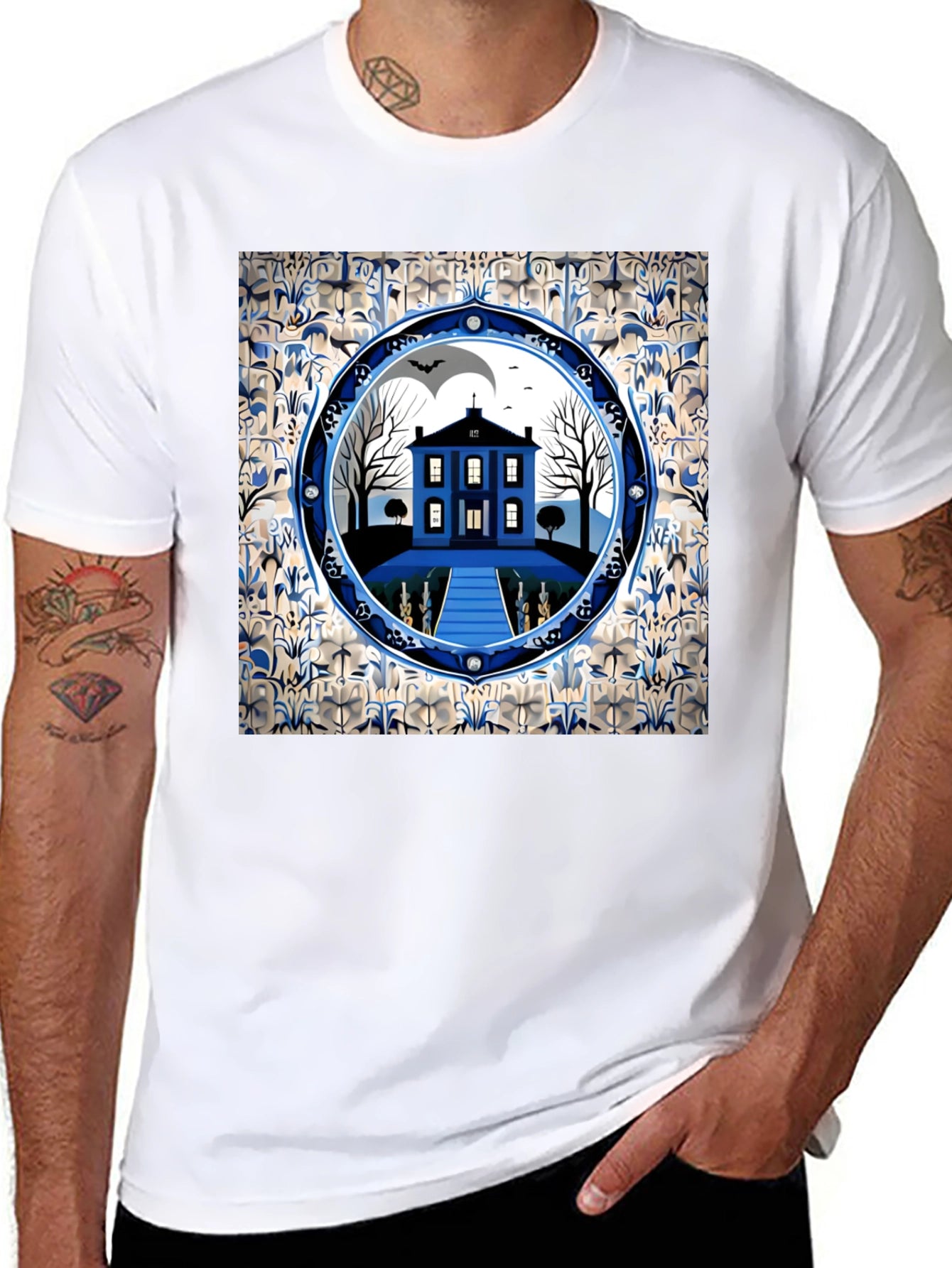 Spooky Haunted House Graphic Tee - Halloween Apparel