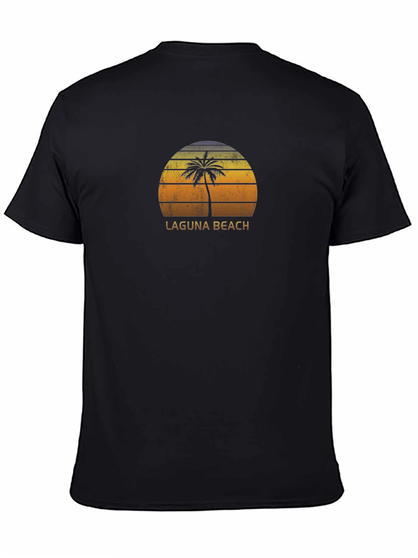 Laguna Beach Palm Tree Sunset Black T-Shirt