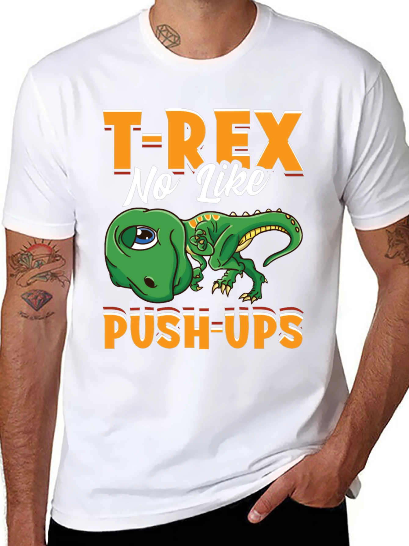 T-Rex No Like Push-Ups Graphic Tee