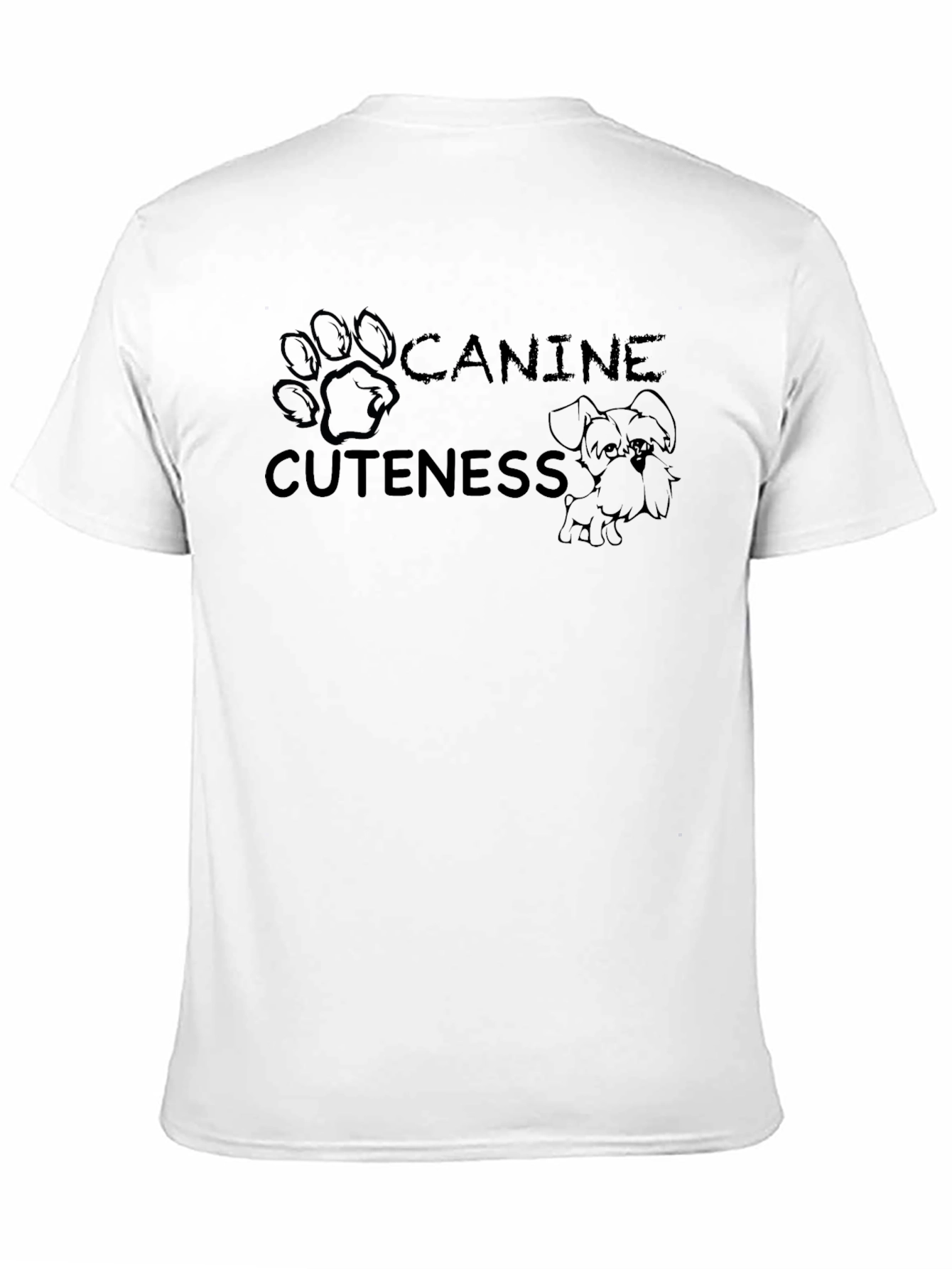 Canine Cuteness Graphic Tee - Black Cotton Blend