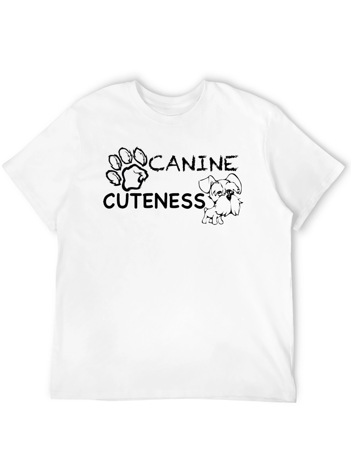 Canine Cuteness Graphic Tee - Black Cotton Blend