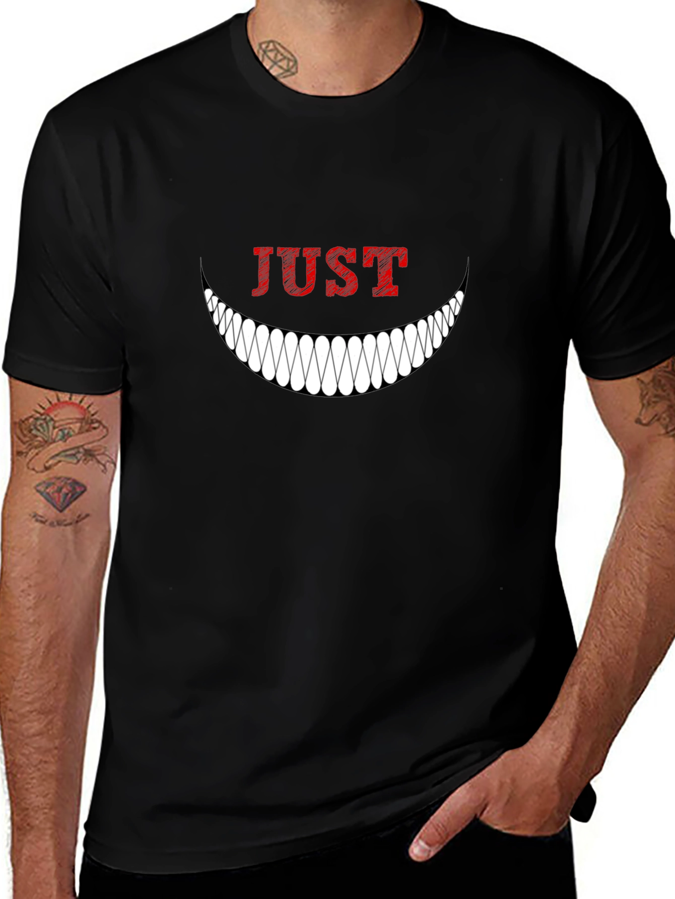Just Smile Graphic Tee - Mens Black T-Shirt