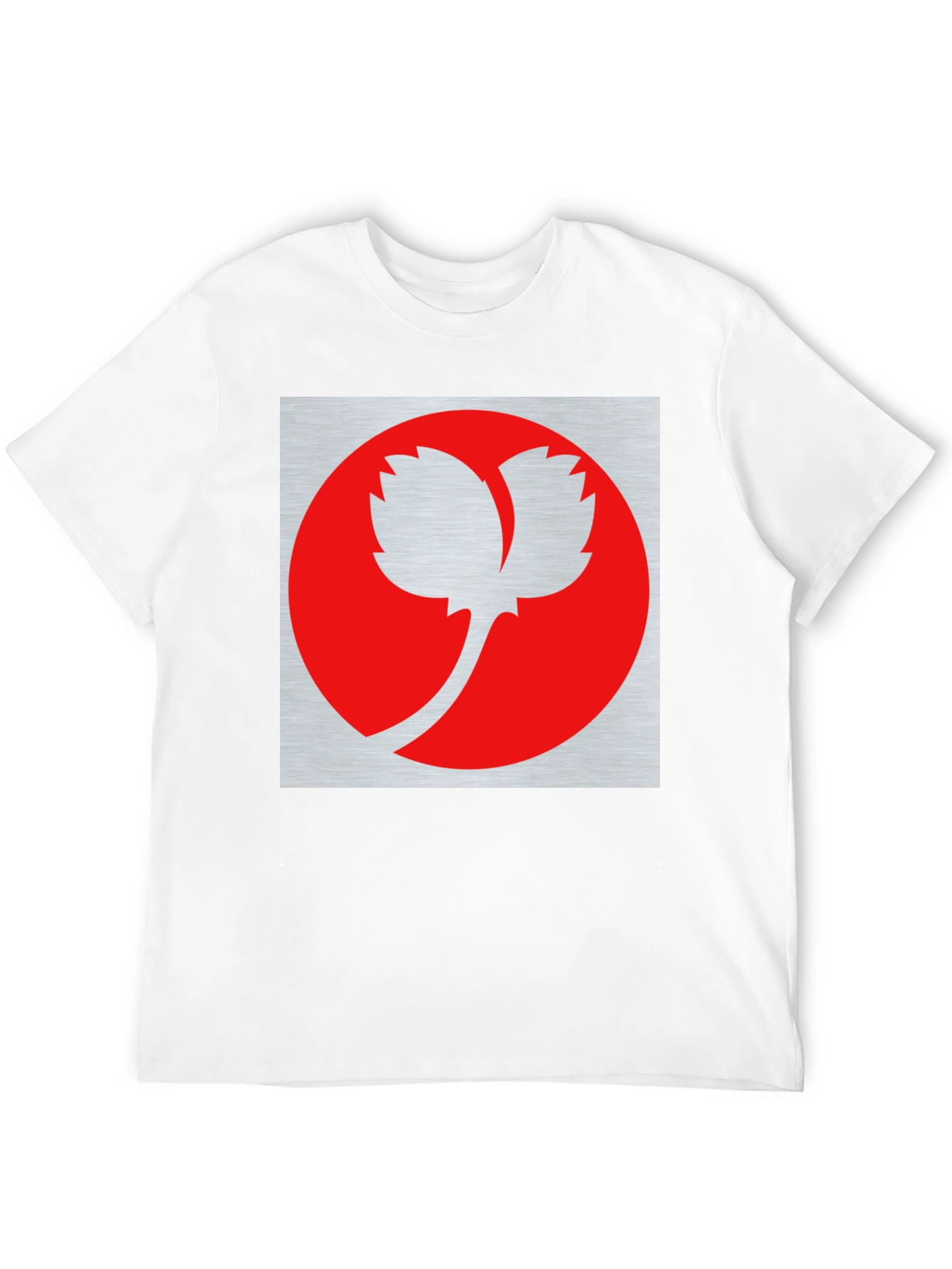 Modern Graphic Tee - Red Leaf Design on Black