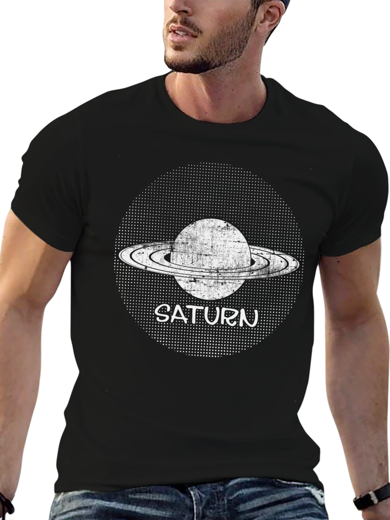 Saturn Graphic Tee - Black Cotton T-Shirt
