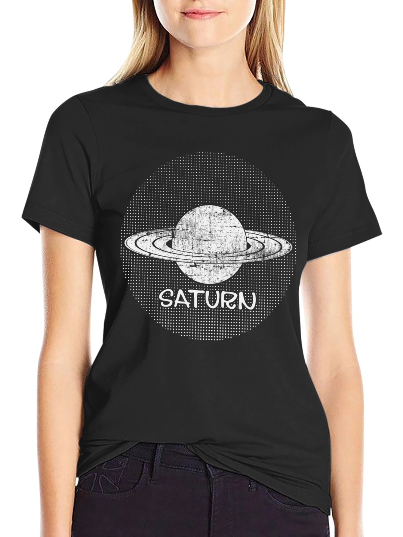 Saturn Graphic Tee - Black Cotton T-Shirt