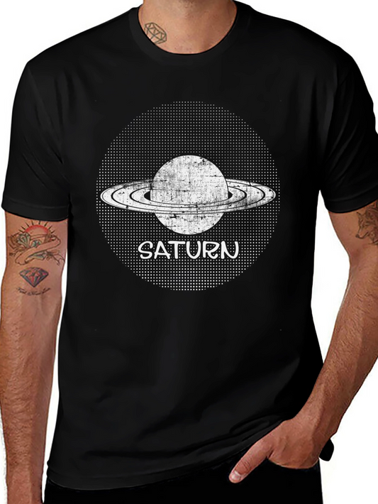 Saturn Graphic Tee - Black Cotton T-Shirt