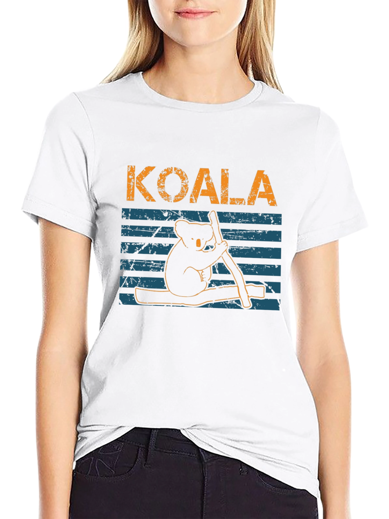 Koala Graphic Print Black T-Shirt