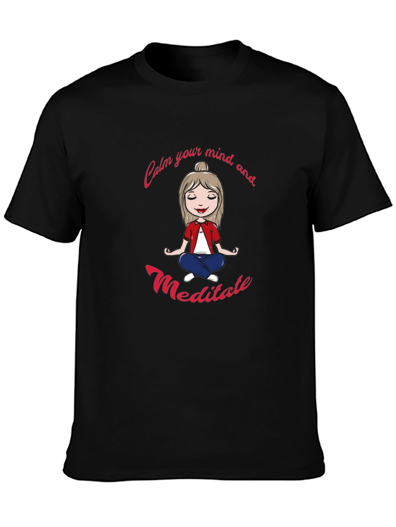 Calm Mind Meditate Black Graphic Tee