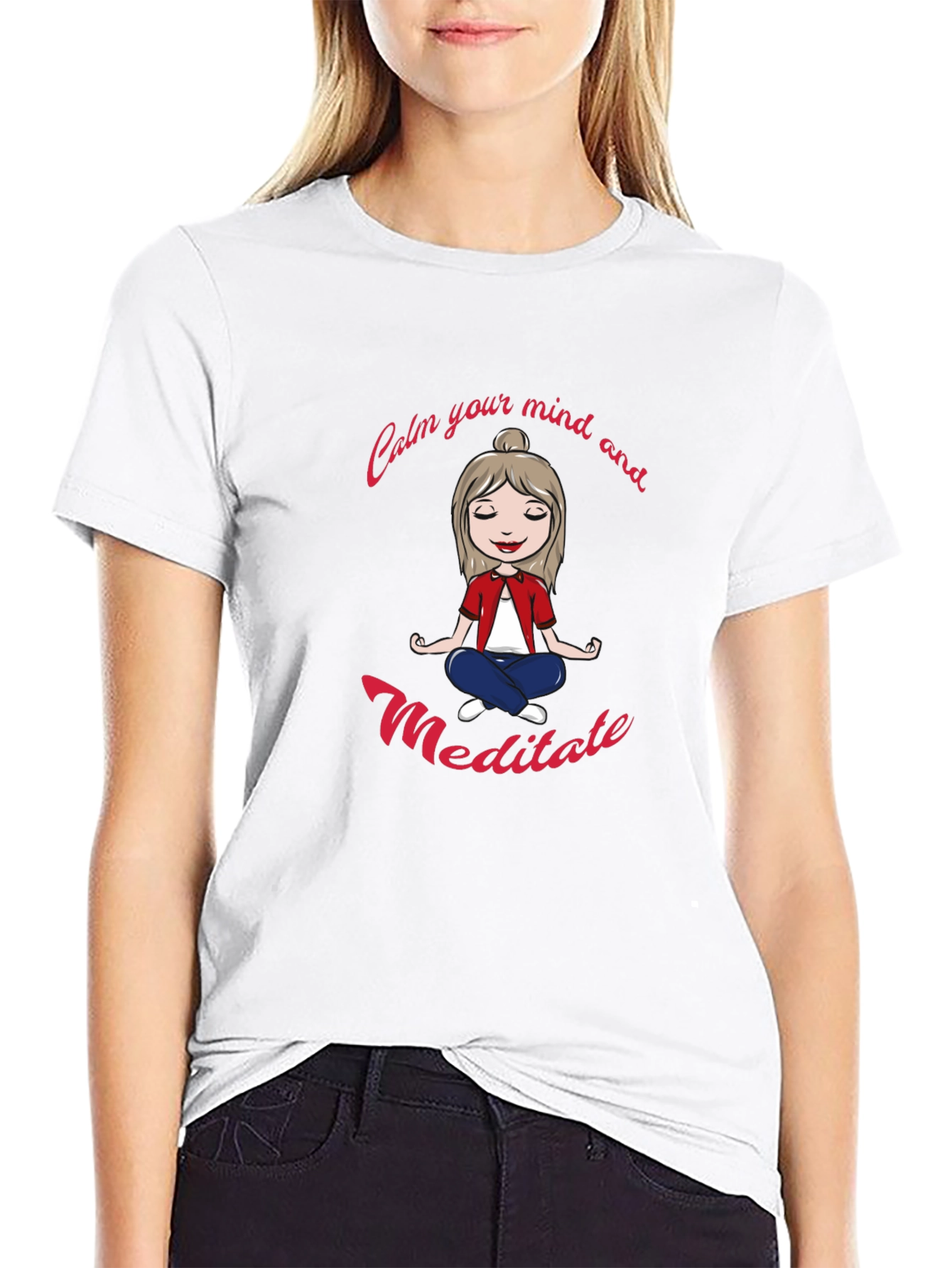 Calm Mind Meditate Black Graphic Tee