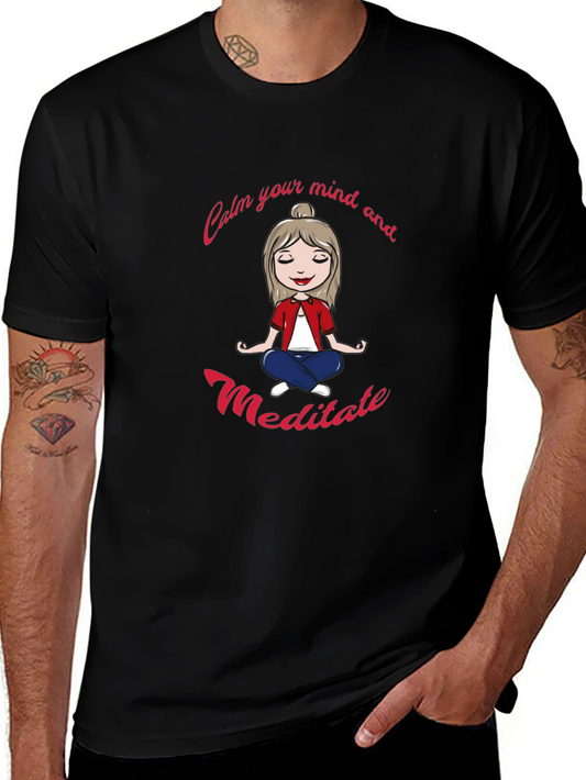 Calm Mind Meditate Black Graphic Tee