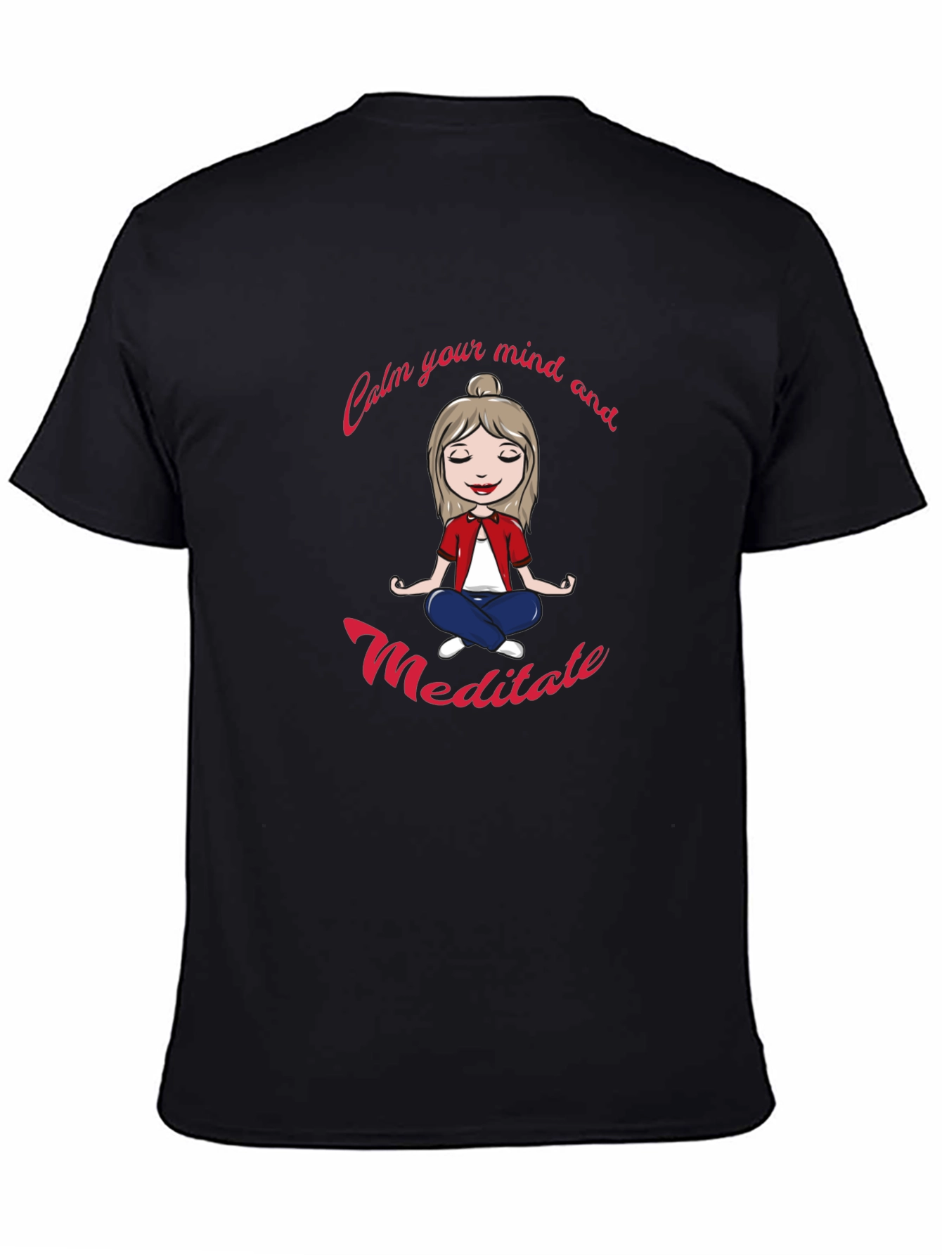Calm Mind Meditate Black Graphic Tee