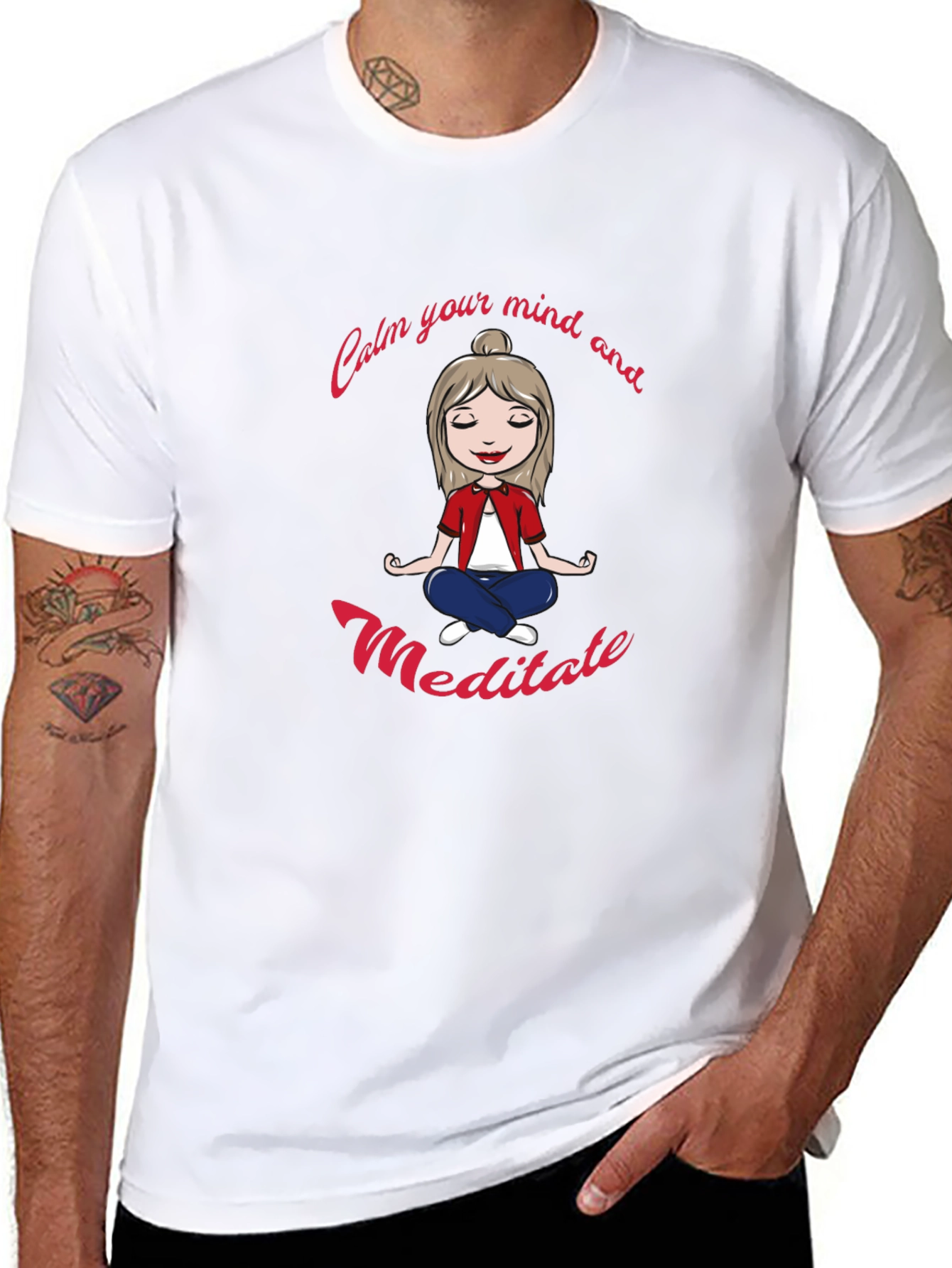 Calm Mind Meditate Black Graphic Tee