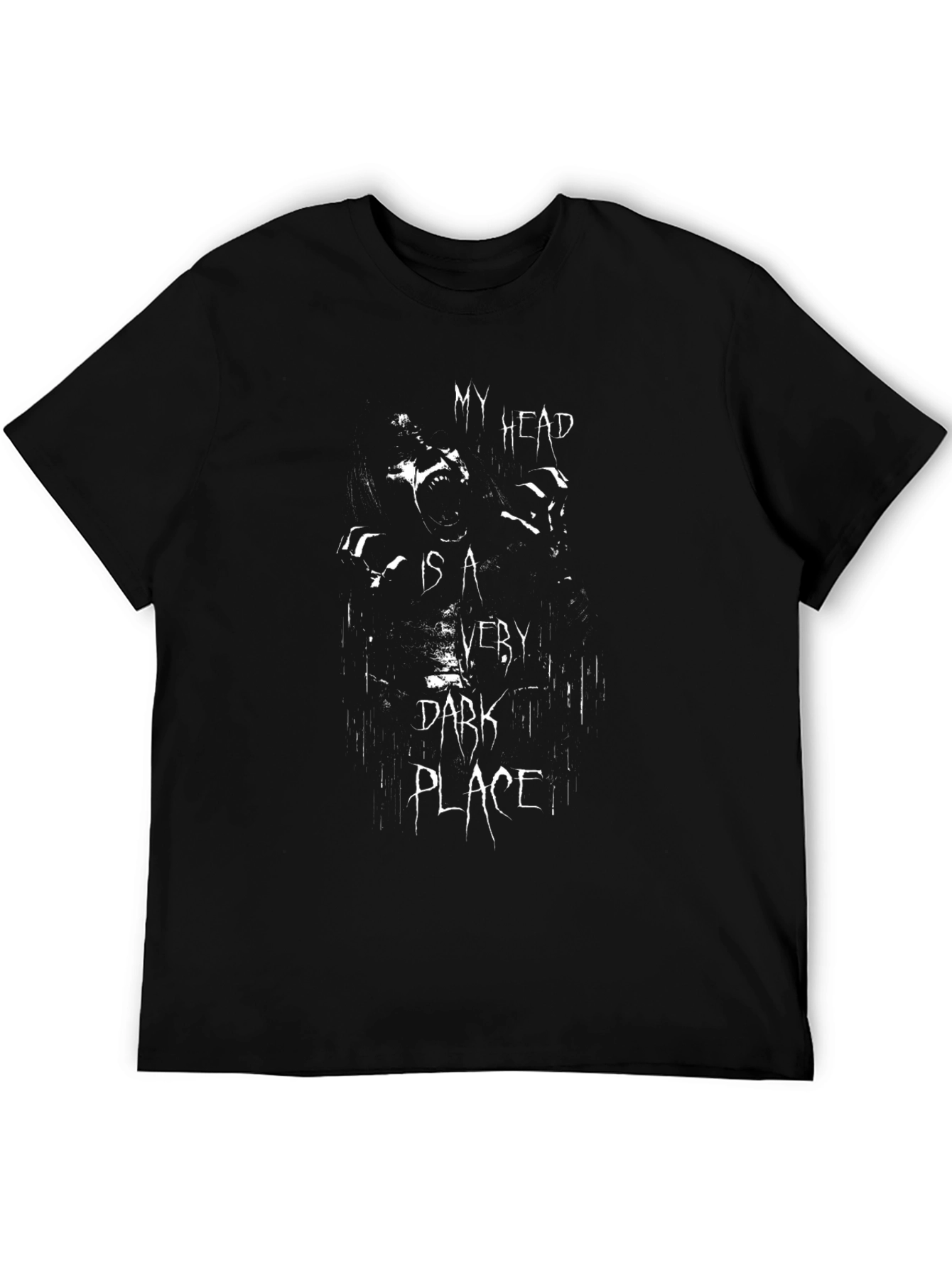 Dark Place Graphic Tee - Black Cotton Blend T-Shirt