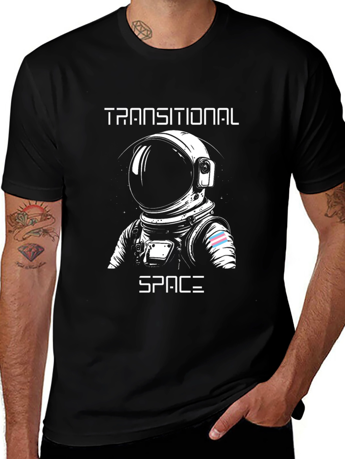 Transitional Space Astronaut T-Shirt - Black Cotton