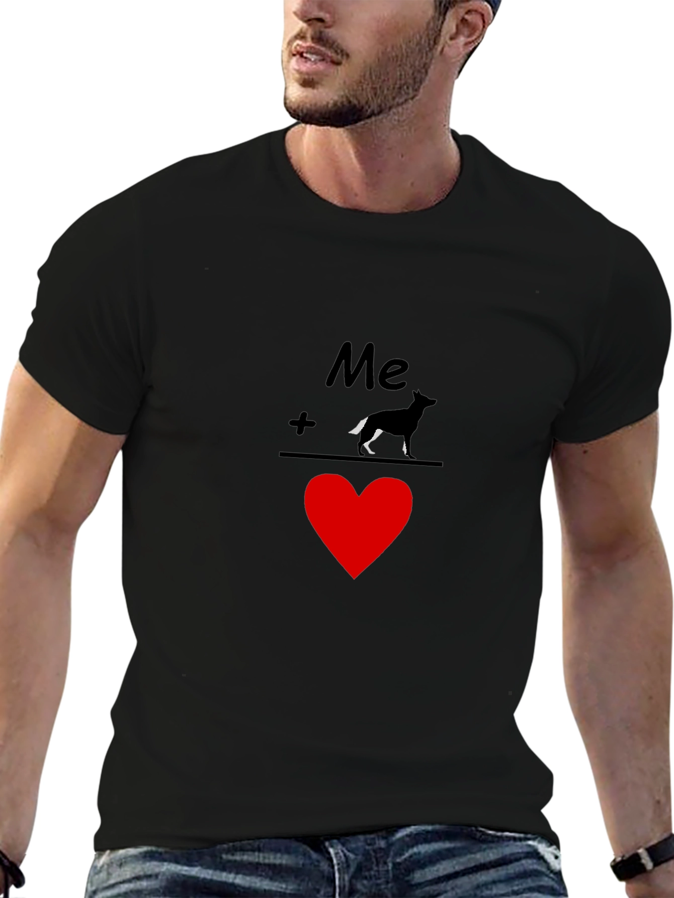 Me Plus Dog Equals Love Graphic Tee - Black