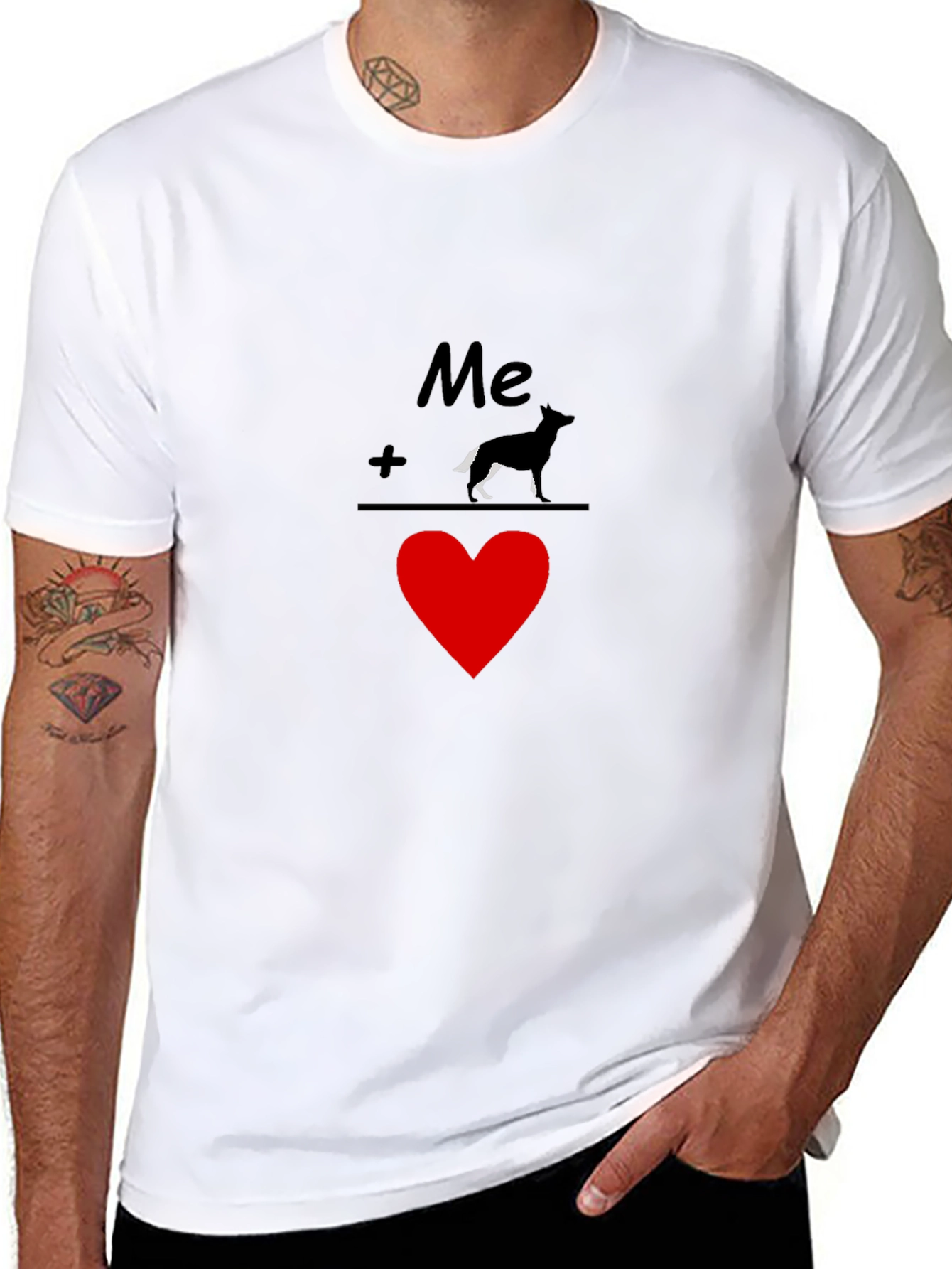 Me Plus Dog Equals Love Graphic Tee - Black