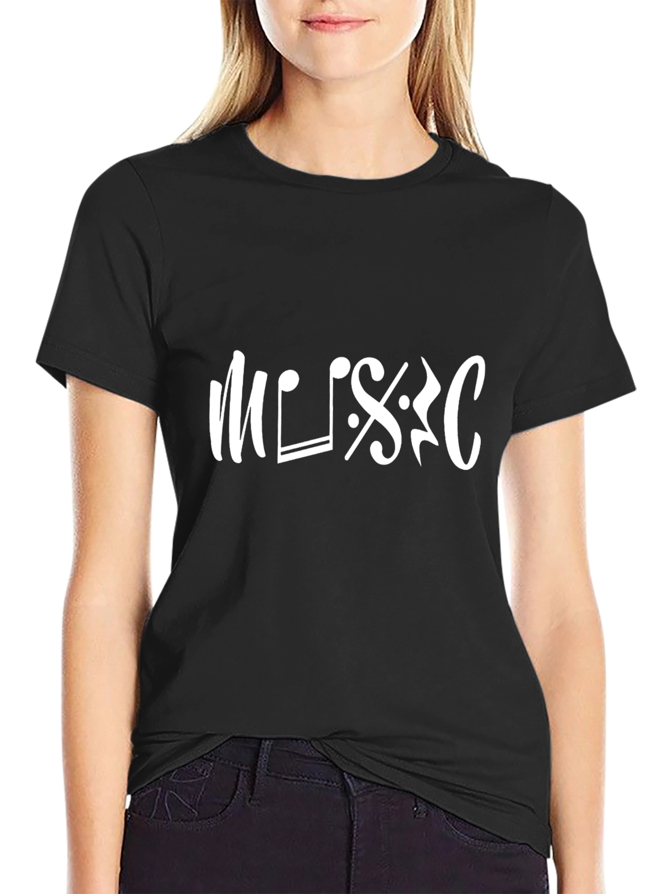 Music Note Graphic Tee - Stylish Black T-Shirt