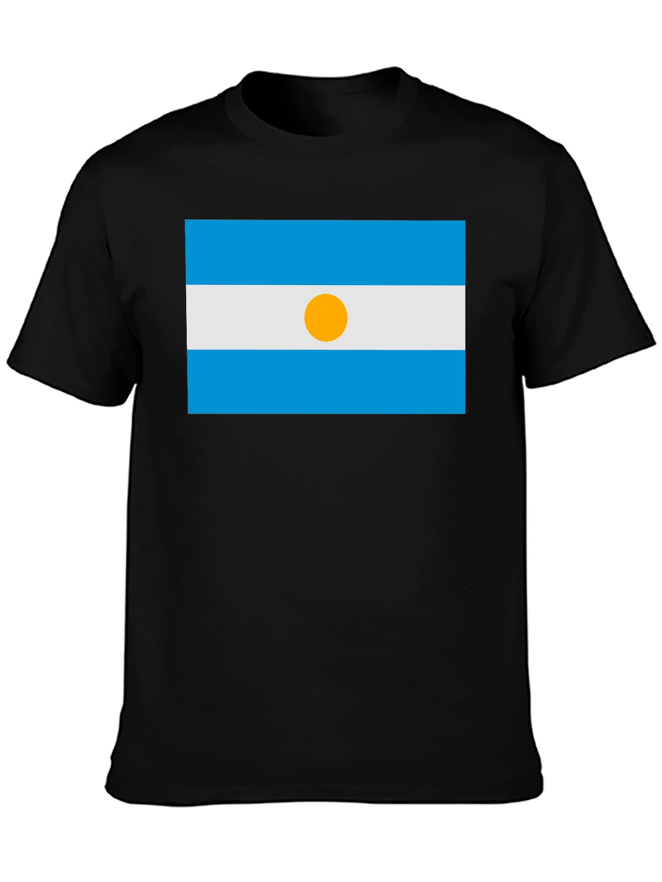 Argentina Flag Graphic T-Shirt - Black Casual Style